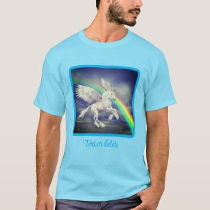 Unicorn über Regenbogenfantasy-Pferd fliegen T-Shirt