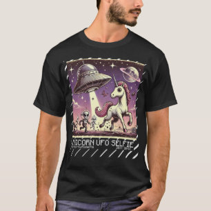 Unicorn UFO Selfie: Vintage Flucht (Raum, Alien) T-Shirt