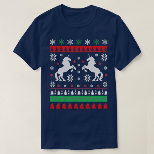 Unicorn Ugly Christmas Sweater Ugly Weihnachts-Jum T-Shirt (Design vorne)