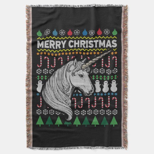 Unicorn Ugly Christmas Sweater Wildlife Series Decke (Vorderseite Vertikal)