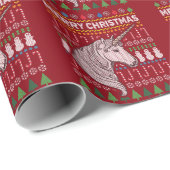Unicorn Ugly Christmas Sweater Wildlife Series Geschenkpapier (Rolleneckpunkt)