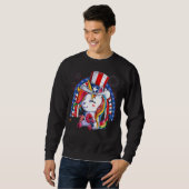 Unicorn Uncle Sam Hat US Flag 4. Juli K Sweatshirt (Vorne ganz)