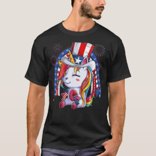 Unicorn Uncle Sam Hat US Flag 4. Juli K T-Shirt
