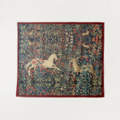 UNICORN UND DEINE, BLUME, WALDTIERE, blumenreich Wandteppich (Vorderseite (Horizontal))