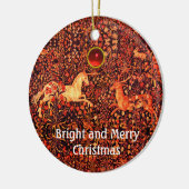 UNICORN UND DEINE, BLUME, WALDTIERE, Rote Flora Keramik Ornament (Links)