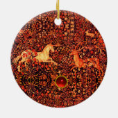 UNICORN UND DEINE, BLUME, WALDTIERE, Rote Flora Keramik Ornament (Hinten)