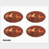 UNICORN UND DEINE, BLUME, WALDTIERE, Rote Flora Ovaler Aufkleber (Blatt)