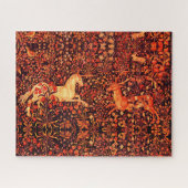 UNICORN UND DEINE, BLUME, WALDTIERE, Rote Flora Puzzle (Horizontal)