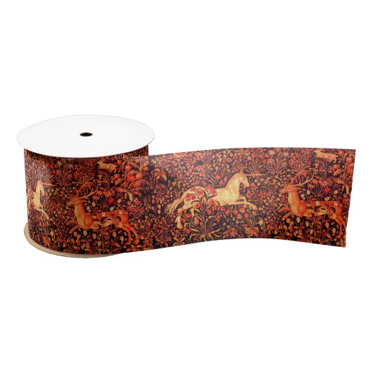 UNICORN UND DEINE, BLUME, WALDTIERE, Rote Flora Satinband (Spule)