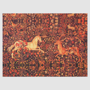 UNICORN UND DEINE, BLUME, WALDTIERE, Rote Flora Seidenpapier