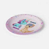Unicorn und Dinosaurier Kinder Party Teller (Schrägansicht)