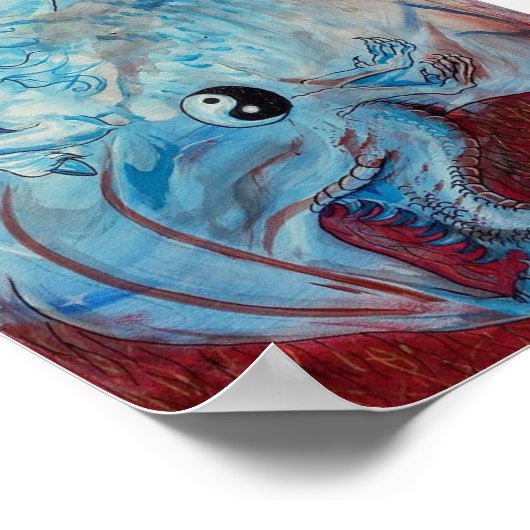 Unicorn und Dragon Yin Yang Poster (Ecke)