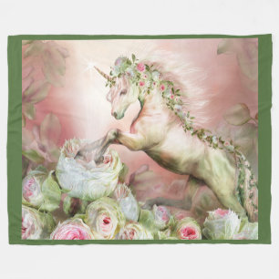 Unicorn und eine Rosen-Kunst-Fleece-Decke Fleecedecke