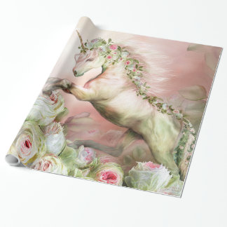 Unicorn und eine Rosen-Kunst-Geschenk-Verpackung Geschenkpapier