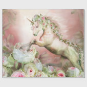 Unicorn und eine Rosen-Kunst-Geschenk-Verpackung Geschenkpapier (Flach)