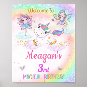 Unicorn und Fairies begrüßen Party signe Magic Par Poster