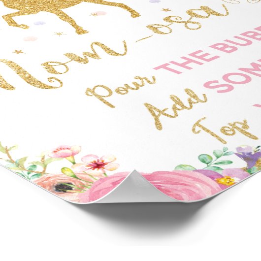 Unicorn und Fairy Baby Dusche Mimosa Bar Sign Poster (Ecke)