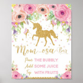 Unicorn und Fairy Baby Dusche Mimosa Bar Sign Poster (Vorne)