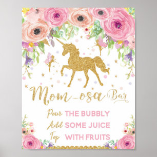 Unicorn und Fairy Baby Dusche Mimosa Bar Sign Poster