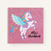 Unicorn und Glitzer Sketchbook Notebook Notizblock (Vorderseite)