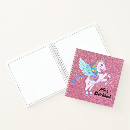 Unicorn und Glitzer Sketchbook Notebook Notizblock (Innenseite)