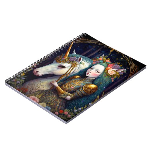 Unicorn und Lady Fantasy Art Planner Notizblock (Linke Seite)