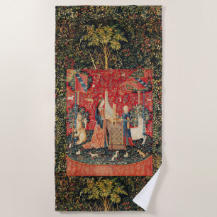 , UNICORN UND LADY PLAYER ORGAN FLORAL Red Green Strandtuch