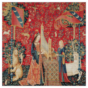 UNICORN UND LADY PLAYER ORGAN Red Green Floral Stoff