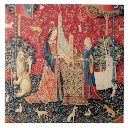 UNICORN UND LADY PLAYORGAN MIT TIEREN FLIESE (Vorderseite)