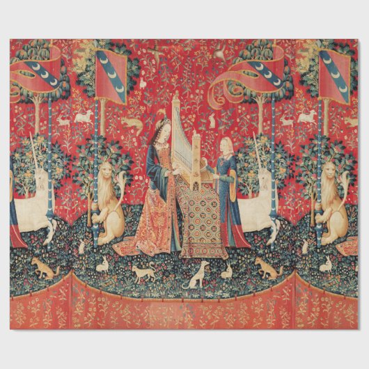 UNICORN UND LADY PLAYORGAN MIT TIEREN GESCHENKPAPIER (Flach)