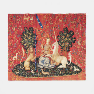 UNICORN UND MEDIEVA FANTASY BLUME, FLORALMOTIFS FLEECEDECKE