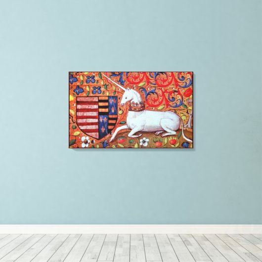 UNICORN UND MEDIEVA FANTASY BLUME, FLORALMOTIFS LEINWANDDRUCK (Insitu (Holzboden))