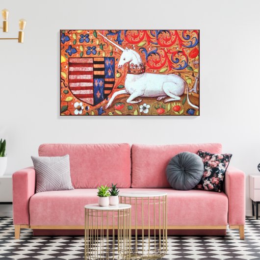 UNICORN UND MEDIEVA FANTASY BLUME, FLORALMOTIFS LEINWANDDRUCK (Insitu (Wohnzimmer))