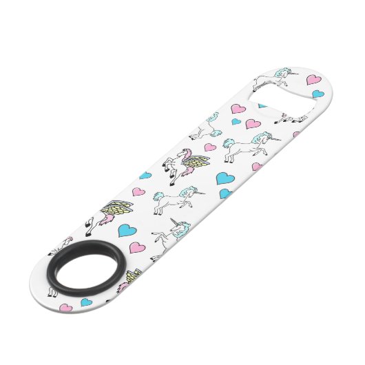 Unicorn und Pegasus-Herz-Bar-Schlüssel Speed Flaschenöffner (Rückseite Schrägansicht)