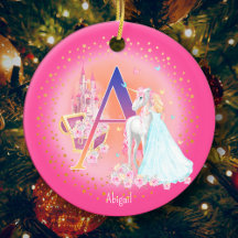 Unicorn und Princess Letter A Monogram Christmas