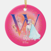 Unicorn und Princess Letter W Monogram Christmas Keramik Ornament (Vorne)
