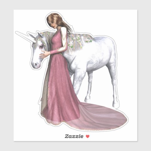 Unicorn und Prinzessin Aufkleber (Blatt)