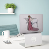 Unicorn und Prinzessin Aufkleber (Laptop auf Schreibtisch)