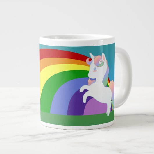 Unicorn und Regenbogen-Spezialitäten-Tasse Jumbo-Tasse (Vorderseite Rechts)