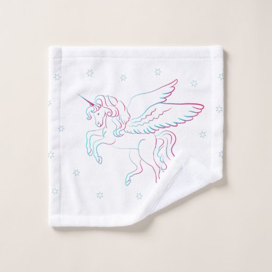 Unicorn und Sterne, Badezimmertuch-Set Badhandtuch Set (Waschlappen)