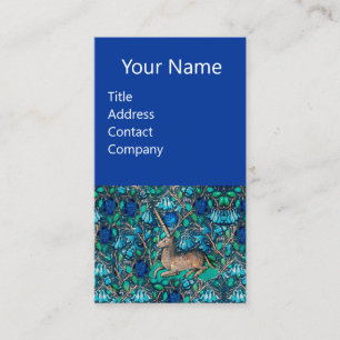UNICORN UNTER BLUE FLOWERS Aqua Blue Green Floral Visitenkarte