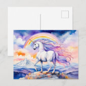 Unicorn unter weichen, pastelförmigen Regenbogenwo Postkarte (Vorne/Hinten)
