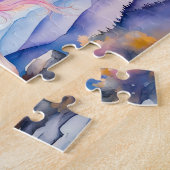 Unicorn unter weichen, pastelförmigen Regenbogenwo Puzzle (Seite)