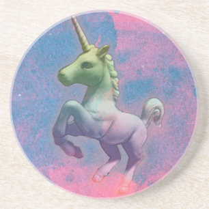 Unicorn-Untersetzer - Sandstein Rnd (Kuchen-Rosa) Untersetzer
