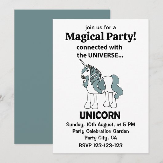 Unicorn verbunden mit dem Universum Unicorn Einladung (Vorne/Hinten)