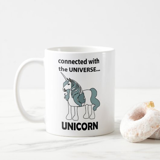 Unicorn verbunden mit dem Universum Unicorn Kaffeetasse (Mit Donut)