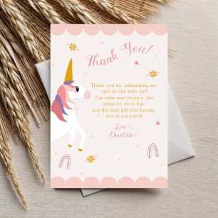 Unicorn Vielen Dank Karte Magisch rosa Pastellton