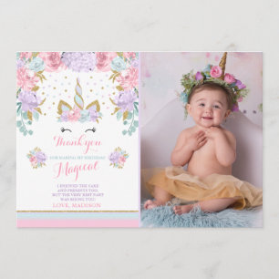 Unicorn Vielen Dank Karte Rosa Gold Zauberei Einho