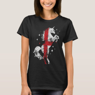 Unicorn Vintag Retro England Flag T-Shirt