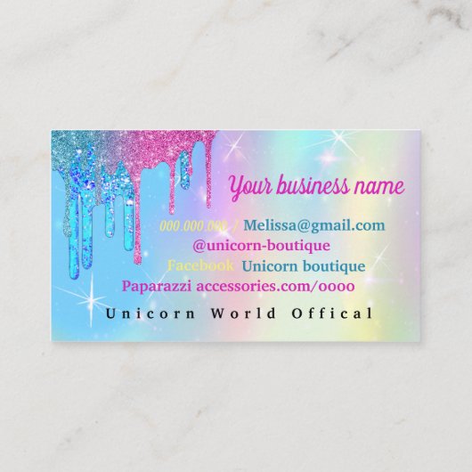 Unicorn-Visitenkarte Visitenkarte (Rückseite)